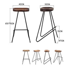 SHIJING Sgabelli Cucina Moderni Set di 4 sgabelli retrò, Sedia da Pranzo Sedia in Legno Gambe di Metallo Home Kitchen Sgabello Alto da Pub Stile Industriale, Altezza: 65/75 Centimetri
