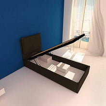 Baldiflex Letto Piazza e Mezza con Contenitore Modello Licia in Ecopelle, Rete a Doghe, per Materassi Piazza e Mezza 120x200 cm, Testiera Finemente Imbottita, colore DK Chocolate