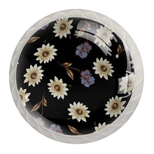 4 pcs White Cabinet Knobs for Kitchen Cabinets Bedroom Wardrobe Dresser Drawers Color flowers watercolor
