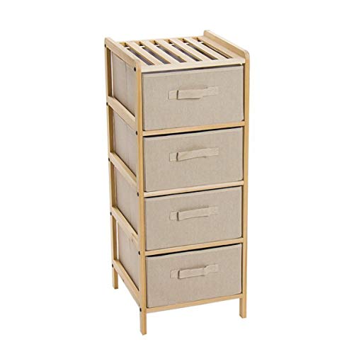 Vidal Regalos Cassettiera con 4 cassetti in tessuto naturale, 35 x 86 cm
