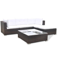 Tidyard Set Divani da Giardino 5 pz con Cuscini in Polyrattan Marrone, Set Divani da Giardino, Set divani da Giardino da Esterno 70 x 70 x 52,5 cm