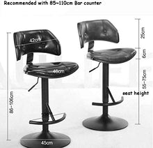 LWW Sgabelli, colazione cucina Sgabelli Sgabelli Faux pelle regolabili sedie girevoli con schienali presidente nero imbottito con schienale poggiapiedi Gas Altezza di sollevamento,55-75cm