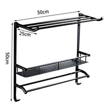 Portasciugamani Bagno A Parete Gancio Pugno Spazio Alluminio Retro Nero Piega attività 50cm