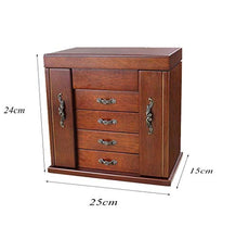 MMWYC Comodino Contenitore di monili, Retro armadietto Contenitore di monili Contenitore di Raccolta di Gioielli Collana Bracciale in Legno massello - con Lo Specchio 5 Strati 4 cassetti (Marrone)