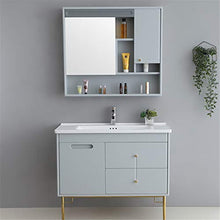 Set di Mobili da Bagno Mobile da Bagno Vanity in Ceramica e armadietto per Lo Specchio Armadio da Bagno Cabinet Set con Specchio (Color : Gray, Size : 50x101x85cm)