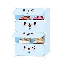 XWZH Cabinet Scarpe da Polvere Cappello da Scarpe Fai-da-Te Mobile modulare Armadio di plastica 4 Scaffalatura a Tracolla Cabinet Gabinetto Armadio, Blu