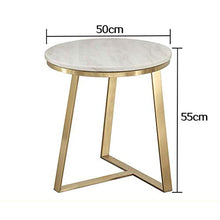 DGHJK Mobili per la casa, Comodino Rotondo Moderno Nordico tavolino in Marmo Comodino, Bianco + Oro, 50 * 55 cm