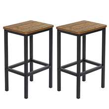 Meerveil Sgabelli da Bar, Due sgabelli da Bar con poggiapiedi, Struttura in Acciaio Nero per Soggiorno, Sala da Pranzo, Cucina, Design Industriale