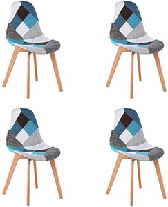 WV LeisureMaster Set di 4 Sedie da Pranzo Patchwork Sedie da Salotto Stile Scandinavo Sedie Laterali Ideali per Soggiorno, Sala da Pranzo, Camera da Letto, Ufficio, Bar, ECC, Blu