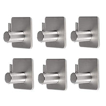 YANSHON Ganci Adesivi 6pz Gancio Appendi Accappatoio Adesivo Adesivo Ganci Portasciugamani GanciI porta accappatoio e asciugamani Acciaio Inox per Cappotti, Borsetta, Asciugamani, Bagno, Cucina