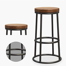 YS Sedia Sgabello da Bar Sedile Bar, Moderno, Semplice, Rotondo in Legno, Ferro, Arte, Casa, Pranzo, Tempo Libero, Ristorante, Nordico,45 cm,45 cm