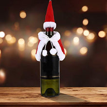 Amosfun 4 Pezzi di Bottiglia di Vino di Natale Vestito di Peluche Copri Bottiglia di Vino di Natale con Mini Cappello di Babbo Natale Panno di Bottiglia di Festa Decorazione della Tavola