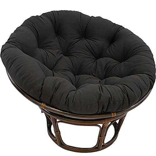 Yxxc Cuscino per Sedia papasan, Impermeabile, Confortevole, Rotondo, Appeso all'uovo, Amaca, Imbottitura per Sedia, Cuscini per sedili con Lacci, per Esterno, Patio, Giardino, Nero, D130cm