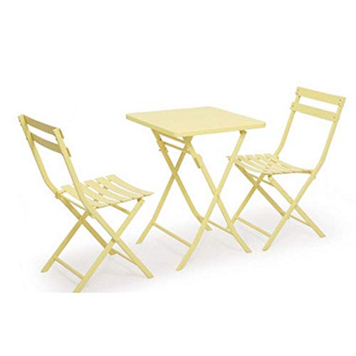 Living Equipment Sgabello per divano Set pieghevole Tavolo 2 sedie Mobili da giardino per giardino Balcone veranda Outdoor Bistro Cafe Scrivania in metallo nordico per amici in chat (Colore: rosa)