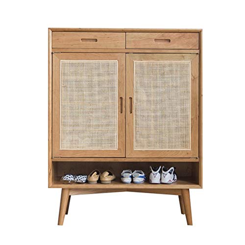 LULUVicky in Piedi Bagagli Petto Legno di Servizio di archiviazione Mobile con Ante a Buffet Credenza Ingresso Console Cassetto Bassa Credenza (Color : Wood, Size : 90x35x115cm)