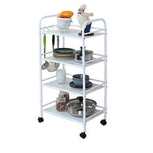 YIN YIN Carrello per Ripiani Carrello ripiano ， Scaffale in Metallo Moda indossabile Comodo Multi-Strato Mobile da Cucina Comodo Passeggino da Bagno, Bianco 2 Dimensioni Carrello a rulli