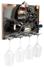 Brubaker Wine Bottle Holder Barca a Vela con Gli Amanti - Wall Art Picture Metal - con 4 portabicchieri - Incluso Biglietto di Auguri per Il Vino Presente
