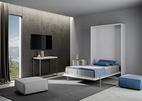 Itamoby Letto a Scomparsa KENTARO alla Francese (140cm) Bianco Frassino