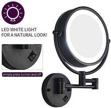 WZDD Specchio per Trucco da Parete, Specchio Ingranditore con Luce LED, Ingranditori 5X Specchio Cosmetico Illuminato, Rotazione a 360° Specchio da Bagno Rotondo