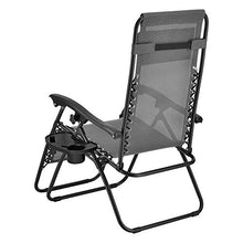 [en.casa] Lettino Prendisole/Sdraio a gravità Zero Sedia Relax Pieghevole per Giardino/Spiaggia Lettino da Esterno in Acciaio con Portabicchiere e Poggiatesta Rimovibili - Grigio Scuro