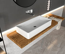 Lavabo da appoggio in solid surface PB2013-80 x 40 x 14,5 cm - bianco opaco