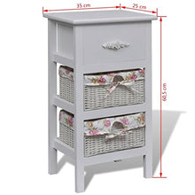 Lingjiushopping Armadietto Bianco con 1 Cassetto e 2 Cesti di Legno Materiale: Legno solido + MDF Armadietti e stipi