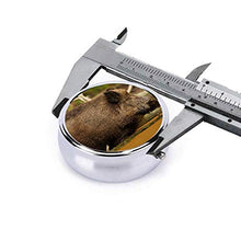 Scatola rotonda per medicina portatile, mini pillole in metallo, dispenser per pillole, borsa da tasca, regalo da viaggio, cinghiale e acqua