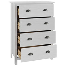GOTOTOP Mobiletto con 4 cassetti, cassettiera Bianca in Legno di Pino Massiccio, per Soggiorno, Ingresso e Camera da Letto, 79 x 40 x 110 cm, Colore: Bianco