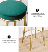 ZFFSC Posto a Sedere Moderna Altezza poggiapiedi Velluto Imbottito Sedile Sedia in Ferro battuto Bar Cucina Colazione Sgabelli Max.150kg Sgabello (Color : Green)