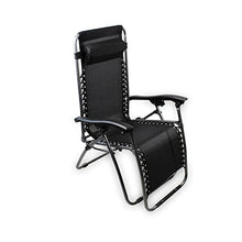Todeco - Sedia Pieghevole A gravità Zero, Sdraio per Giardino - Carico Massimo: 100 kg - Materiale: Textilene - 165 x 112 x 65 cm, Nero, con Cuscino, Textilene