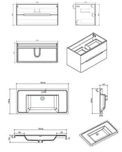 Yellow shop - Mobile Bagno Sospeso Cm 100 in Legno Completo di Lavabo in Marmoresina con E Senza Specchiera A LED Modello Meg 1000 Varie Colorazioni Graphite Lucido (Mobile + Lavabo)