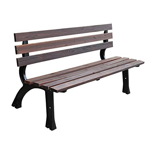 Panca da giardino per terrazza per 3 persone Panca da cortile all'aperto, Struttura in metallo e panchina in legno massello anticorrosivo, Panca da esterno con schienale Chaise longue per spogliatoi