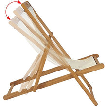 Festnight- Sedia a Sdraio in Legno di Teak/Lettino Prendisole 56x105x96 cm Crema