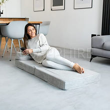 Futon Sedia Z Letto Singolo Letto Ospite Super Comfy Jumbo Cordoncino Dormire sopra il letto Divano in Schiuma Z Letto, crema, Singolo