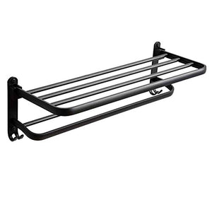 NHLBD Mensola da Bagno, mensola portaoggetti - Bagno Rack Corso igienici Chrome Nero Mensola Rust for Bagno con portasciugamani (50x22x19.5cm) partizione Bagno