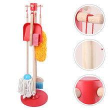 jojofuny 6Pcs Bambini Set di Pulizia Finta Play Spazzamento Scopa Mop Spolverino Spazzola Paletta Appeso Basamento di Pulizia Giocattoli per I più Piccoli Montessori Stelo di Abilità