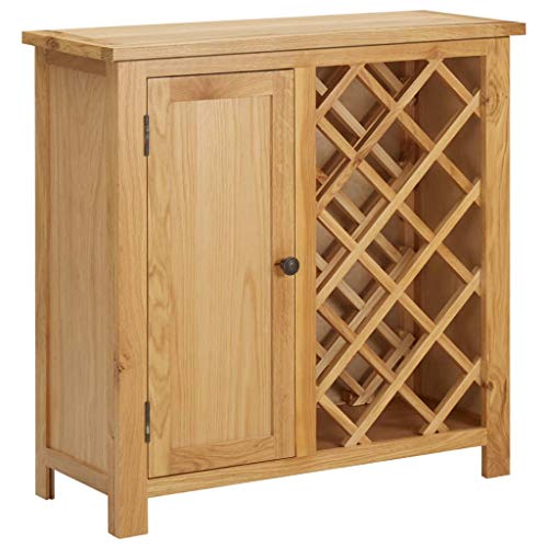 Tidyard Cantinetta Mobile Armadio Poratvino Bottiglie per 11 Bottiglie in Legno Massello di Rovere,Armadio Porta Vino Legno,Mobile Porta Bottiglie Vino 80x32x80 cm