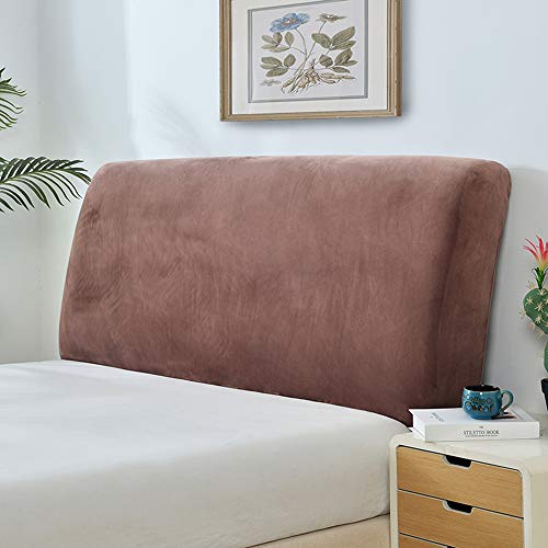 Copri Testata Letto Matrimoniale Copri-parapolvere Peluche Addensare Elastico All-inclusive Coperchio Della Protezione Posteriore Copertura Antipolvere Testata,Brown-W180xH65cm
