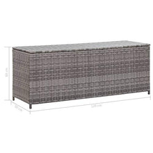Tidyard Baule da Giardino Grigio in Polyrattan, Baule da Esterno,Bauli e Contenitori da Giardino, 120 x 50 x 60 cm