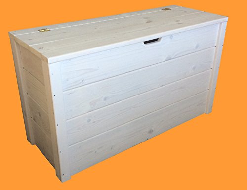 TOTAL WOOD 2012 Cassapanca Baule Contenitore con Coperchio in Legno 90x35x50cm Color Bianco decapato