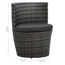 Tidyard Set da Bistrot 3 pz con Cuscini in Polyrattan Grigio,Set Tavolo e Sedie da Giardino per Esterno in Polyrattan Grigio,Salotto da Giardino,Salottino da Giardino,Salottino da Esterno