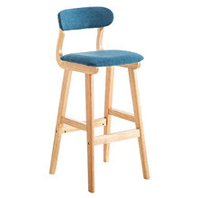 Sgabelli da bar In Legno, Cuscino in Cotone E Schienale Sgabello da Cucina con Poggiapiedi Sedia da 73 Cm per Soggiorno Balcone Caffetteria Ufficio(Color:Blu)