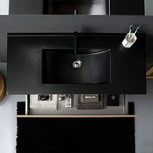 Kiamami Valentina MOBILE BAGNO SOSPESO 100CM QUERCIA NATURALE CON LAVABO NERO OPACO | SOLE