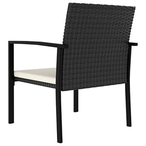 SKM Set da Pranzo da Giardino 3 pz in Polyrattan Nero (22.5kg)