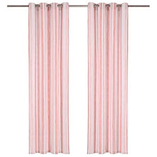 vidaXL 2X Tende con Anelli Classici Eleganti Traslucide Moderne Tendaggi Rivestimento Finestre Privacy in Metallo e Cotone 140x245cm Rosa a Strisce