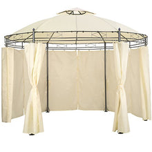 tectake 800723 Gazebo da Giardino di Lusso, Teli Laterali Padiglione Rotondo Ø 350 cm, Party Eventi, Idrorepellente e Resistente ai Raggi UV (Crema)