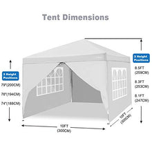 COBIZI Gazebo da Giardino 3 x 3 m Gazebo Pieghevole Impermeabile, con 4 pareti Laterali e Gambe Regolabili e Finestra per Giardino, per Giardino, Picnic, Spiagge, Feste, attività all'Aperto(Bianco)