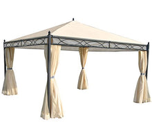 Mendler Gazebo pergola baldacchino Cadice acciaio poliestere ~ 4x4m avorio con tende e zanzariere