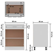 Ausla - Cassettiera con 2 ripiani e 1 cassetto per organizzare la cucina, 60 x 46 x 81,5 cm, colore: Bianco