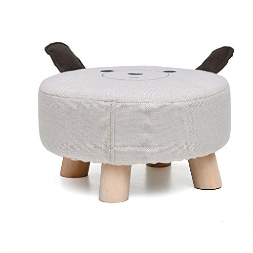 Mobili per la casa e Giardino Sgabello per Bambini/Pouf Imbottito con 4 Gambe in Legno Rotondo e Rivestimento in Lino sfoderabile Ottomani da Cucina (Colore : Gray)